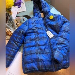 Size 10  Reversible Navy/Plaid Puffer Jacket $24